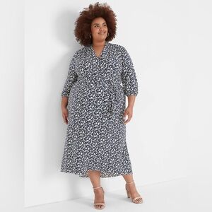 Lane Bryant Navy and White High Low Dress